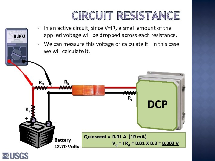 0. 003 In an active circuit, since V=IR, a small amount of the 0. 003 In an active circuit, since V=IR, a small amount of the