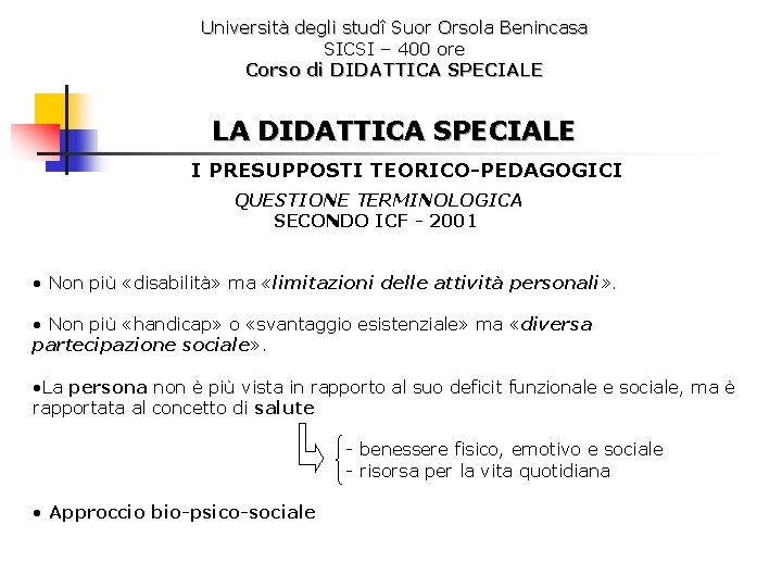 Universit degli stud Suor Orsola Benincasa SICSI 400