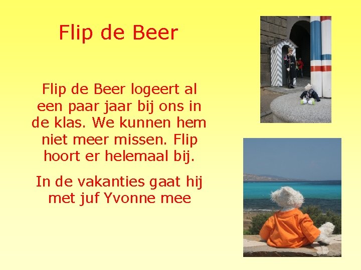 Flip de Beer logeert al een paar jaar bij ons in de klas. We