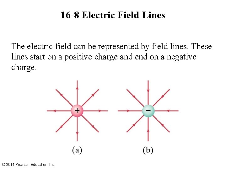 16 -8 Electric Field Lines The electric field can be represented by field lines.