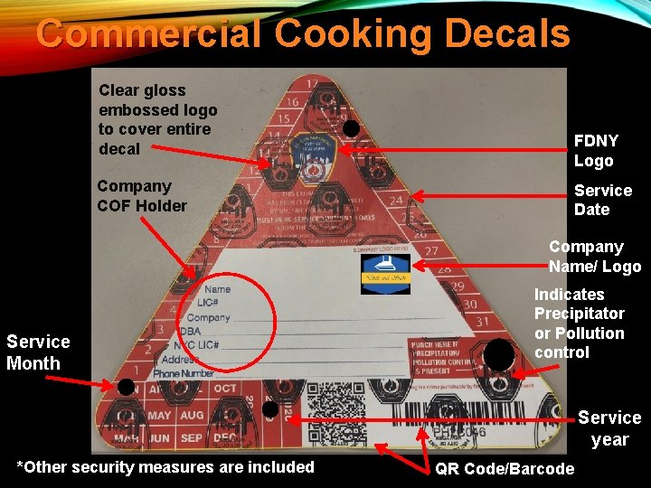 Commercial Cooking Decals Clear gloss embossed logo to cover entire decal Company COF Holder Commercial Cooking Decals Clear gloss embossed logo to cover entire decal Company COF Holder