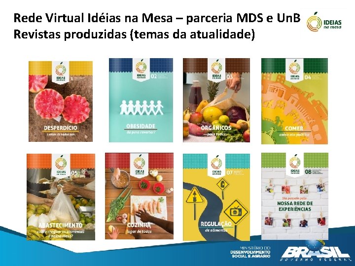 Rede Virtual Idéias na Mesa – parceria MDS e Un. B Revistas produzidas (temas