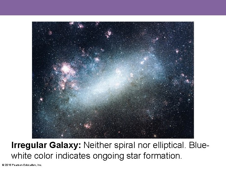 Irregular Galaxy: Neither spiral nor elliptical. Bluewhite color indicates ongoing star formation. © 2015