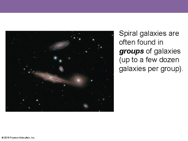 Spiral galaxies are often found in groups of galaxies (up to a few dozen