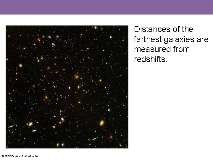 Distances of the farthest galaxies are measured from redshifts. © 2015 Pearson Education, Inc.