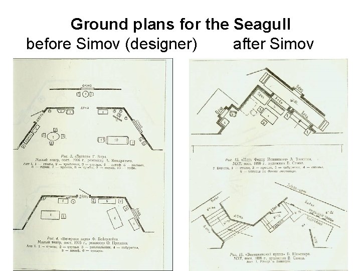  Ground plans for the Seagull before Simov (designer) after Simov 