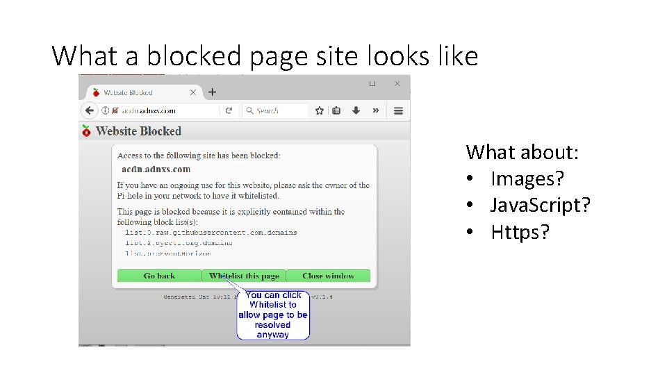 What a blocked page site looks like What about: • Images? • Java. Script?