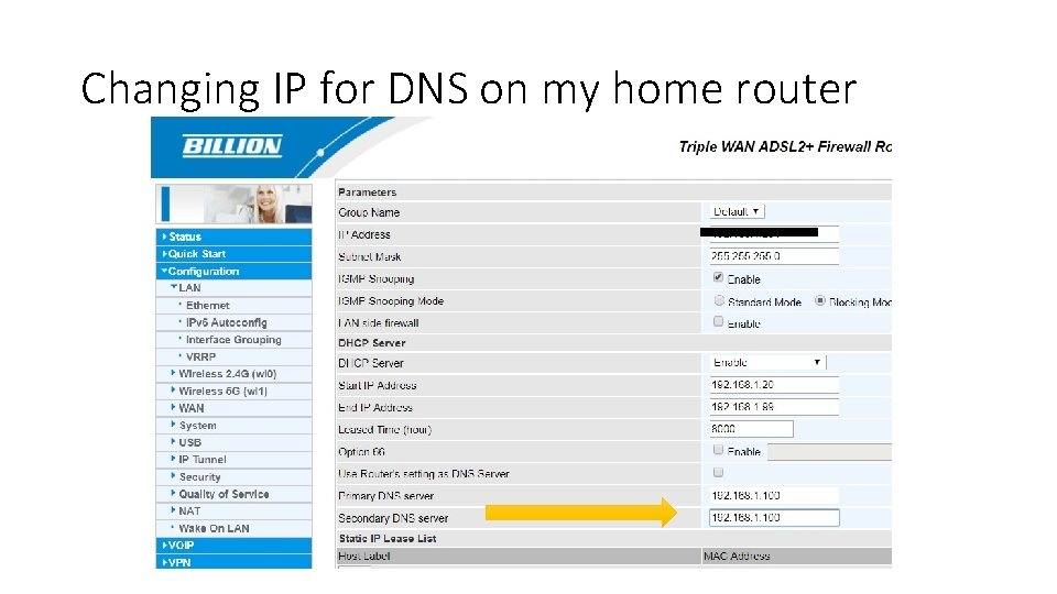 Changing IP for DNS on my home router 