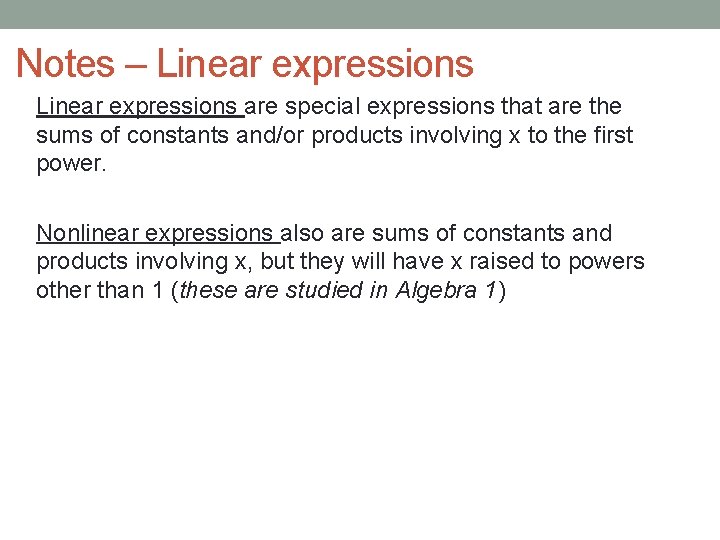 LINEAR EQUATIONS Eureka Math 8 th Grade Module