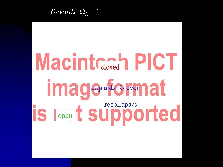 Towards = 1 closed expands forever recollapses open 