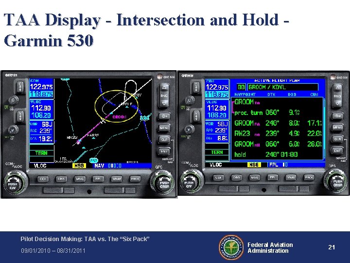 TAA Display - Intersection and Hold Garmin 530 Pilot Decision Making: TAA vs. The TAA Display - Intersection and Hold Garmin 530 Pilot Decision Making: TAA vs. The
