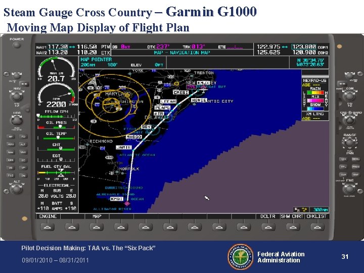 Steam Gauge Cross Country – Garmin G 1000 Moving Map Display of Flight Plan Steam Gauge Cross Country – Garmin G 1000 Moving Map Display of Flight Plan