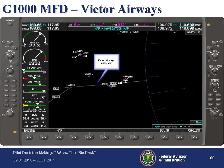 G 1000 MFD – Victor Airways Pilot Decision Making: TAA vs. The “Six Pack” G 1000 MFD – Victor Airways Pilot Decision Making: TAA vs. The “Six Pack”