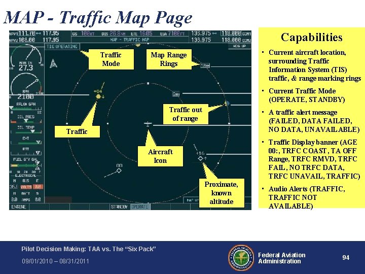 MAP - Traffic Map Page Capabilities Traffic Mode • Current aircraft location, surrounding Traffic MAP - Traffic Map Page Capabilities Traffic Mode • Current aircraft location, surrounding Traffic