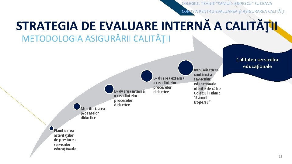 COLEGIUL TEHNIC ”SAMUIL ISOPESCU” SUCEAVA COMISIA PENTRU EVALUAREA ŞI ASIGURAREA CALITĂŢII STRATEGIA DE EVALUARE