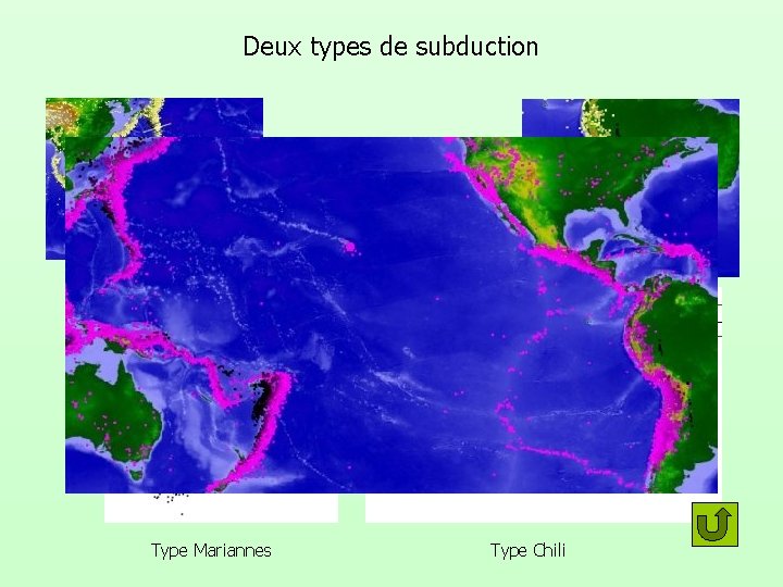 Deux types de subduction Type Mariannes Type Chili 