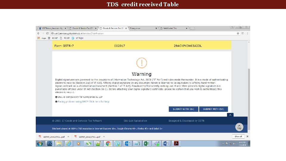 TDS credit received Table 