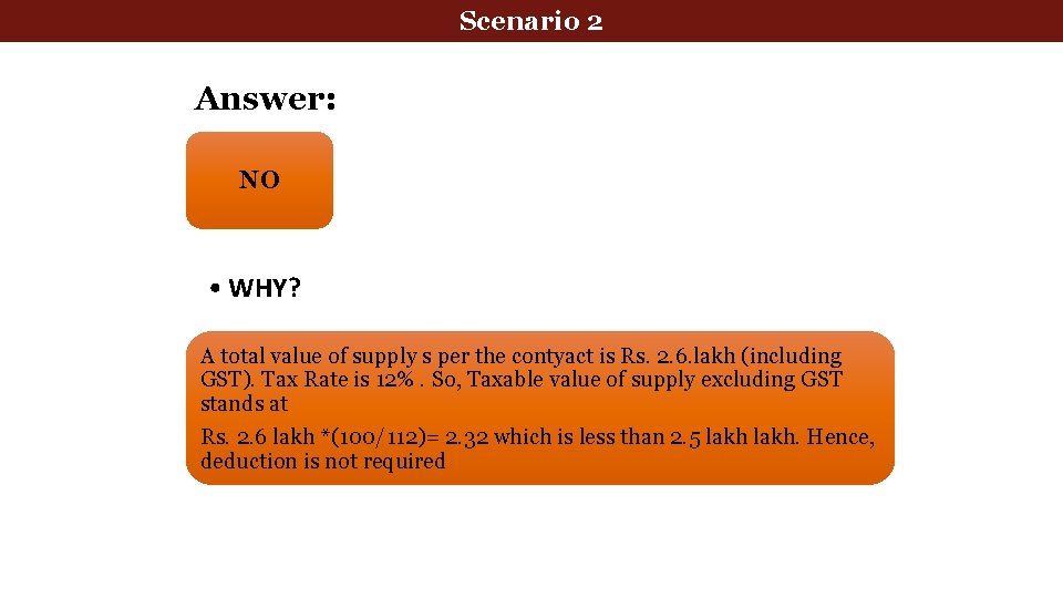 Scenario 2 Answer: NO • WHY? A total value of supply s per the