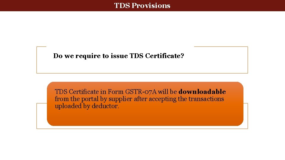 deduction at source-Return Tax Deducted. Tax at Source TDS Provisions. GSTR-07 Do we require