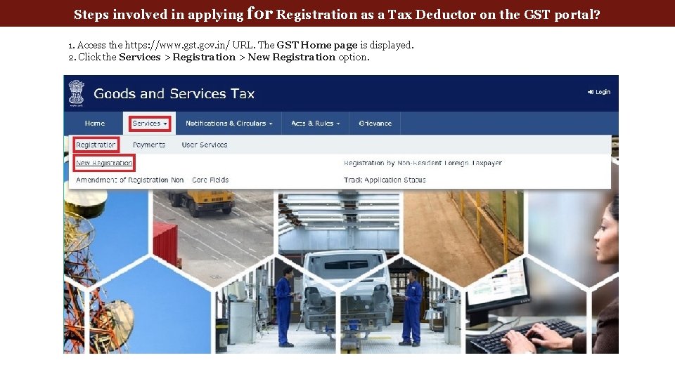 Steps involved in applying for Registration as a Tax Deductor on the GST portal?