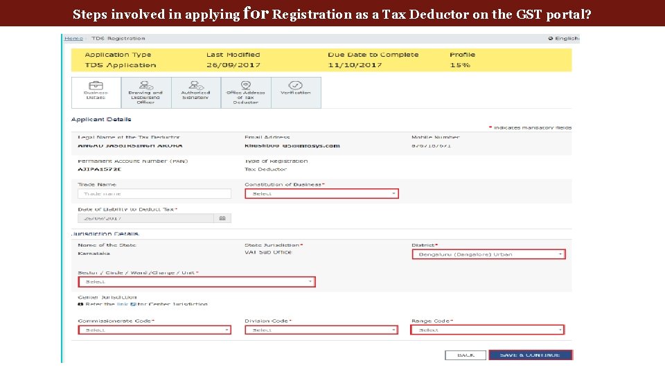 Steps involved in applying for Registration as a Tax Deductor on the GST portal?