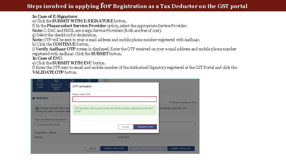 Steps involved in applying for Registration as a Tax Deductor on the GST portal