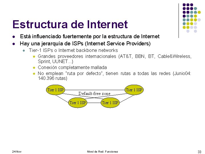 Estructura de Internet l l Está influenciado fuertemente por la estructura de Internet Hay