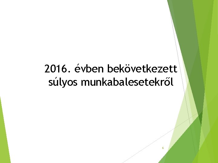 2016. évben bekövetkezett súlyos munkabalesetekről 6 