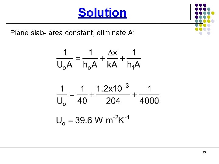 Solution Plane slab- area constant, eliminate A: 15 