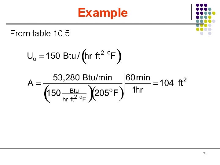 Example From table 10. 5 21 