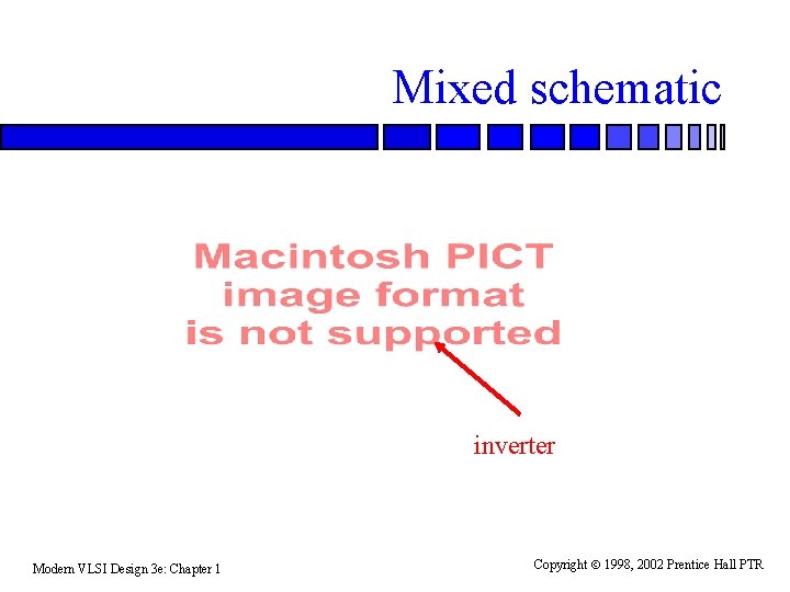 Mixed schematic inverter Modern VLSI Design 3 e: Chapter 1 Copyright 1998, 2002 Prentice