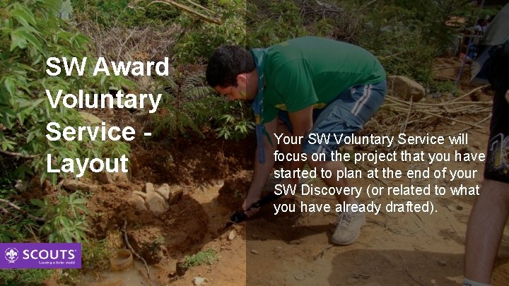 SW Award Voluntary Service Layout Your SW Voluntary Service will focus on the project