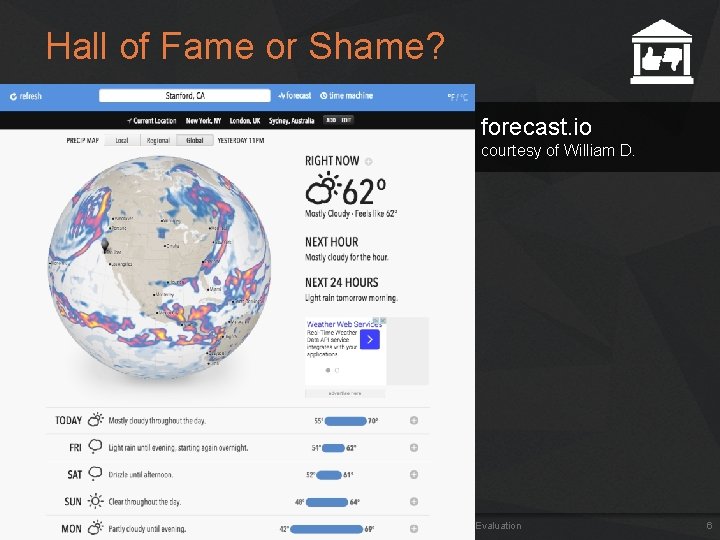 Hall of Fame or Shame? forecast. io courtesy of William D. Autumn 2014 HCI+D: Hall of Fame or Shame? forecast. io courtesy of William D. Autumn 2014 HCI+D: