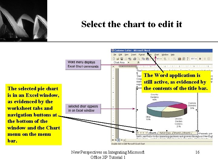 Select the chart to edit it The selected pie chart is in an Excel