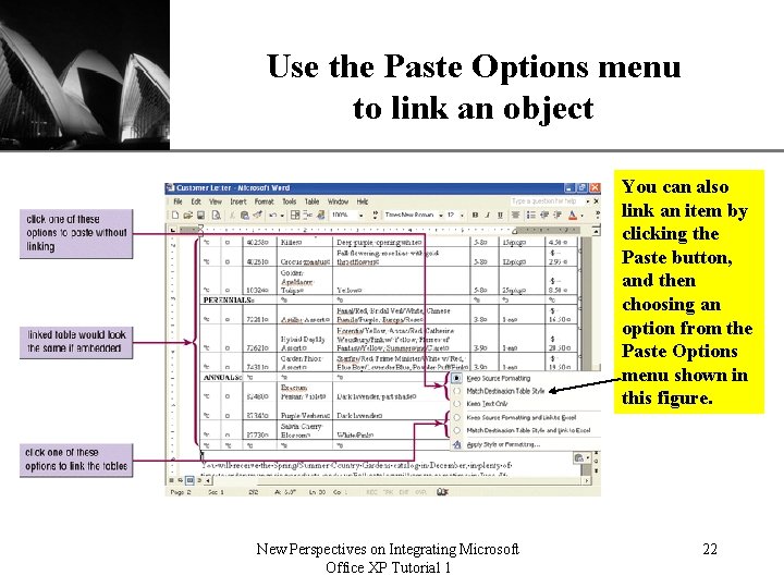 Use the Paste Options menu to link an object XP You can also link