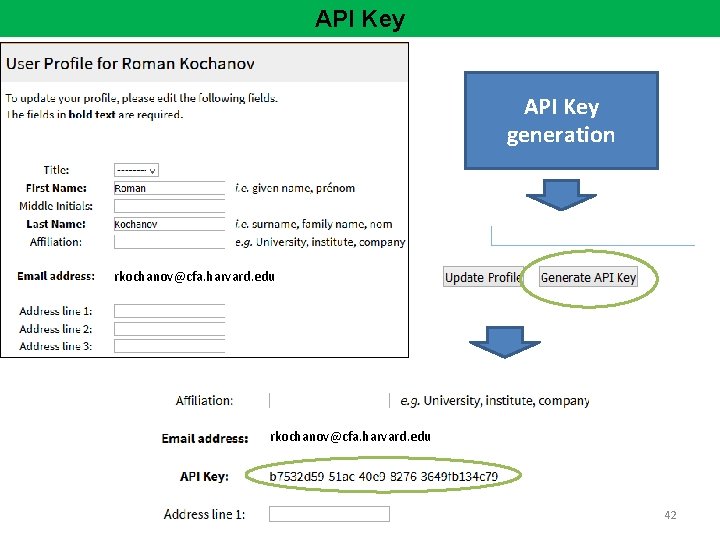 API Key generation rkochanov@cfa. harvard. edu 42 