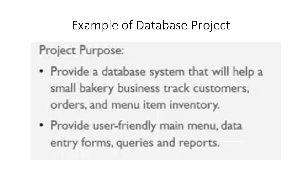 Example of Database Project Example of Database Project