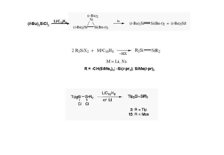 (t-Bu)2 Si. Cl 2 Li/C 10 H 8 R = -CH(Si. Me 3)2; -Si(i-pr