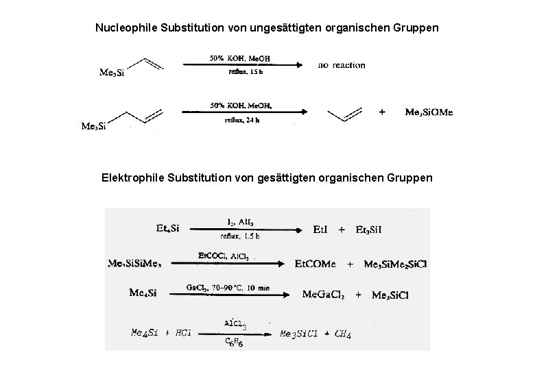 Nucleophile Substitution von ungesättigten organischen Gruppen Elektrophile Substitution von gesättigten organischen Gruppen 