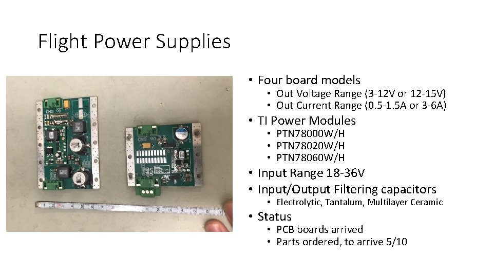Flight Power Supplies • Four board models • Out Voltage Range (3 -12 V