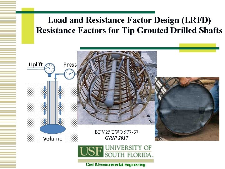Load and Resistance Factor Design (LRFD) Resistance Factors for Tip Grouted Drilled Shafts BDV