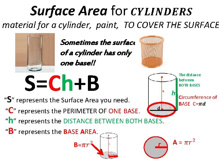  material for a cylinder, paint, TO COVER THE SURFACE Sometimes the surface of