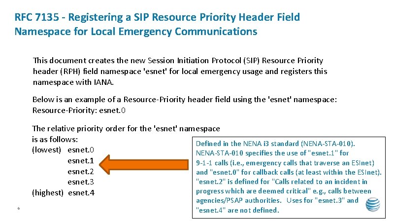 RFC 7135 - Registering a SIP Resource Priority Header Field Namespace for Local Emergency