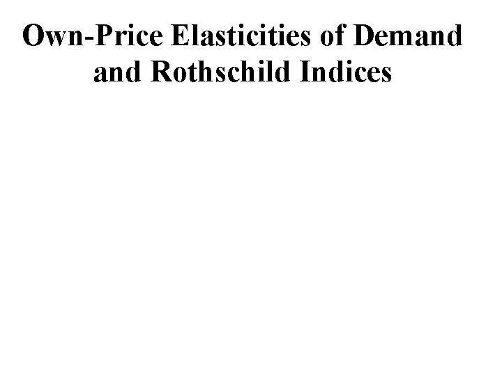 Own-Price Elasticities of Demand Rothschild Indices 