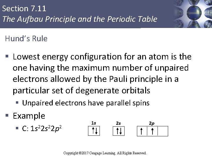 Section 7. 11 The Aufbau Principle and the Periodic Table Hund’s Rule § Lowest