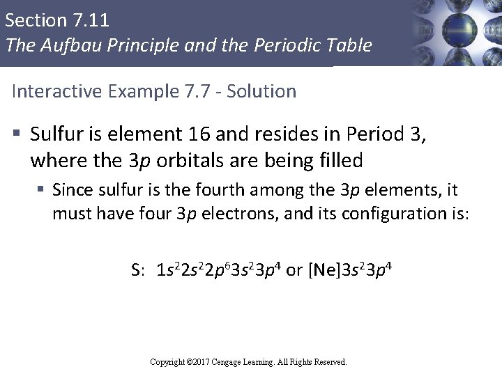 Section 7. 11 The Aufbau Principle and the Periodic Table Interactive Example 7. 7