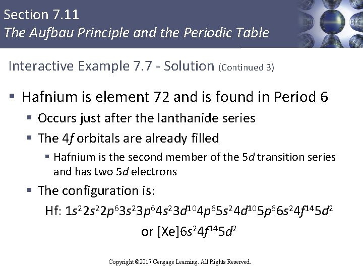 Section 7. 11 The Aufbau Principle and the Periodic Table Interactive Example 7. 7