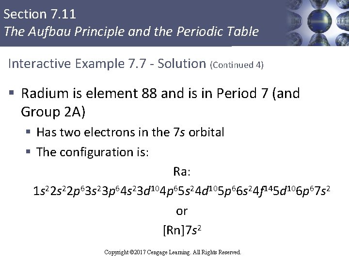 Section 7. 11 The Aufbau Principle and the Periodic Table Interactive Example 7. 7