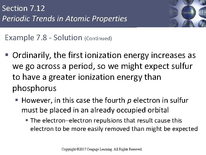 Section 7. 12 Periodic Trends in Atomic Properties Example 7. 8 - Solution (Continued)
