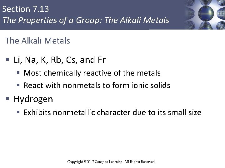 Section 7. 13 The Properties of a Group: The Alkali Metals § Li, Na,